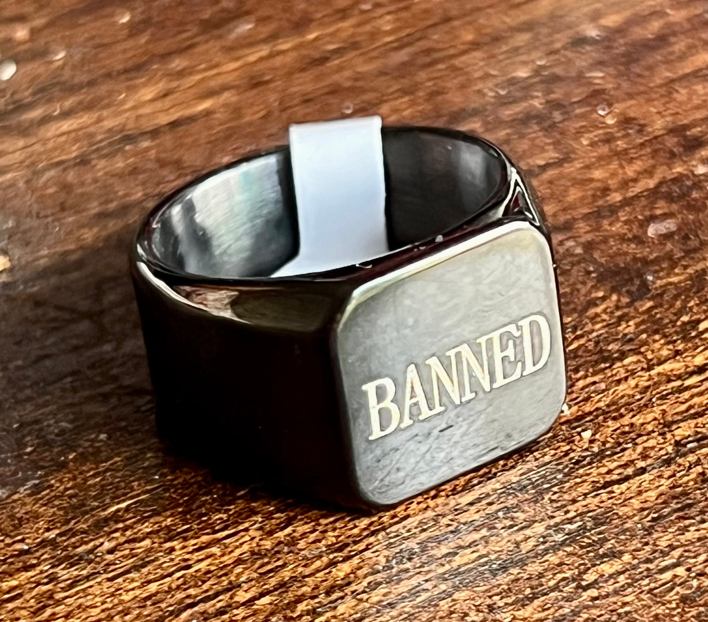 BANNED Capital Black Plated Ring US Size 9