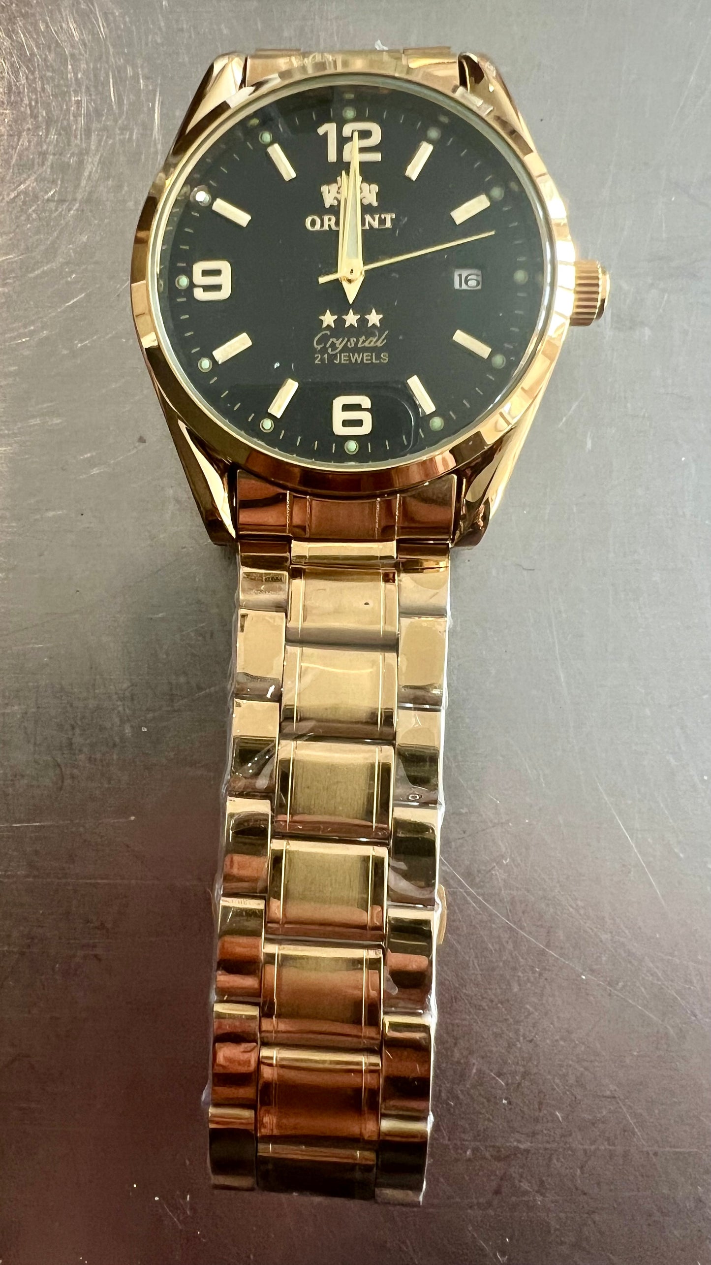 Orient Gold Black Dial Automatic  movement watch