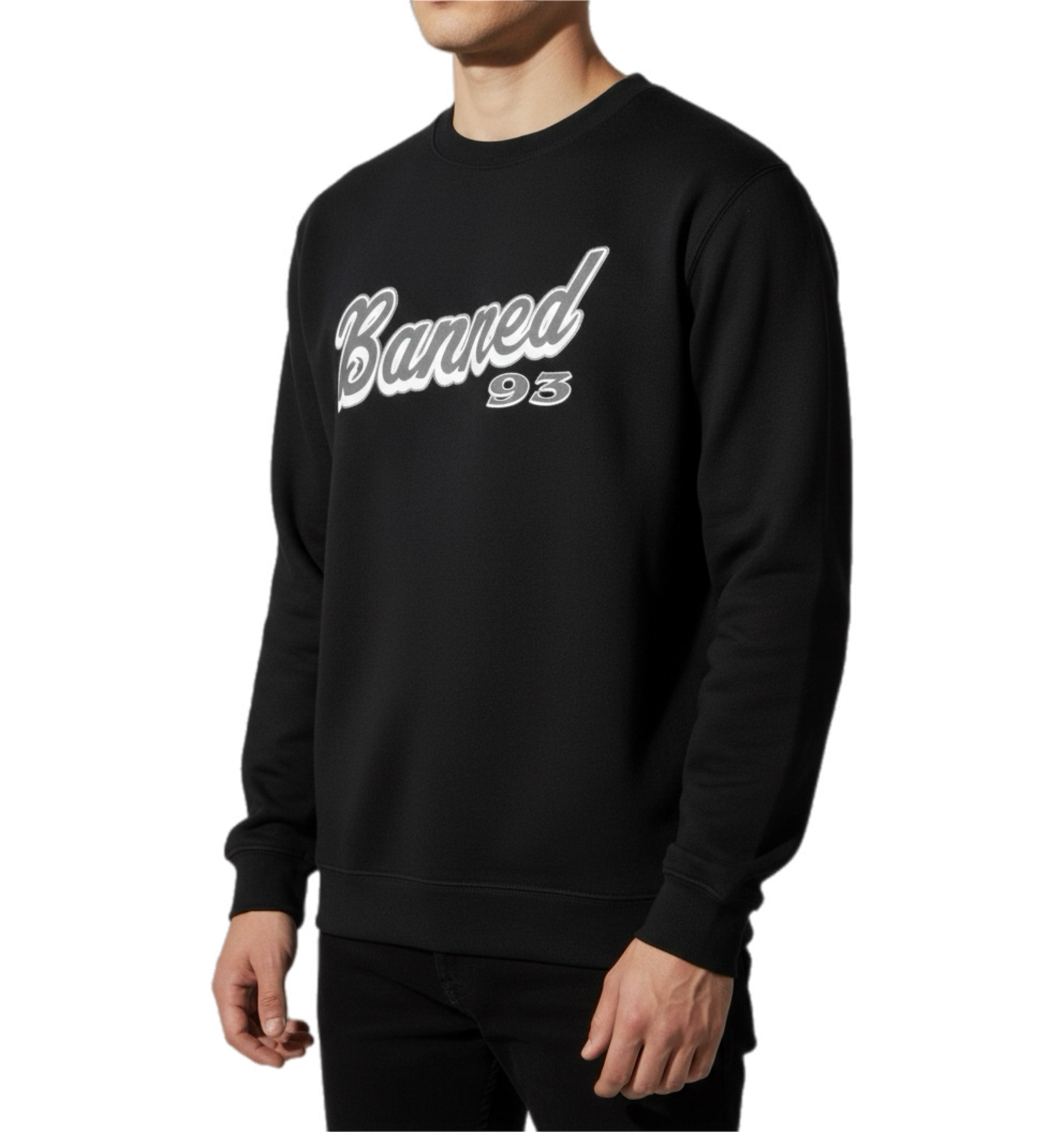 BANNED Cursive Black Crewneck Sweatshirt