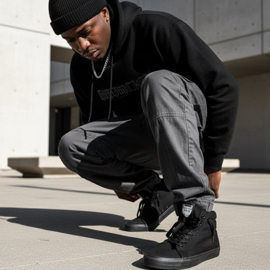 BANNED Black Shield High Top Shoes