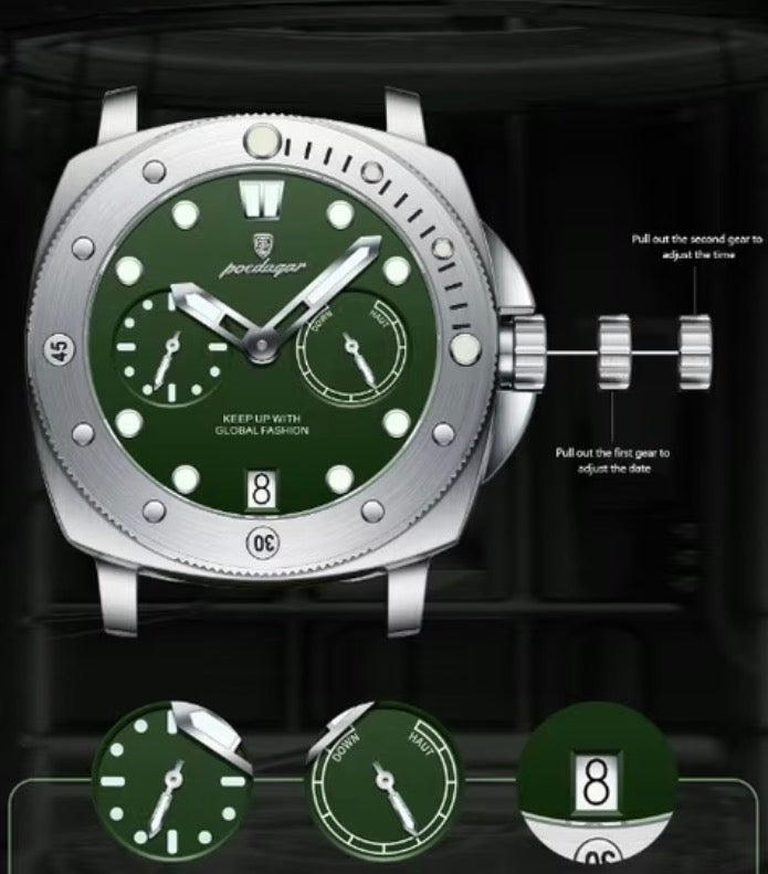 Panerai Submersible Style Diving Green Dial 42mm Watch