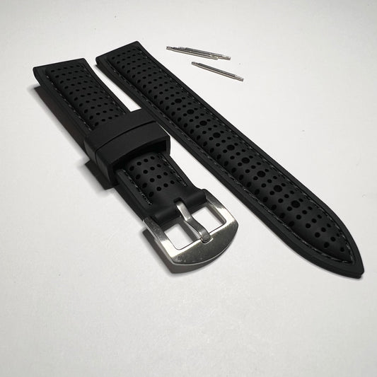 Black Canvas Black Leather Quick Release  20mm Strap