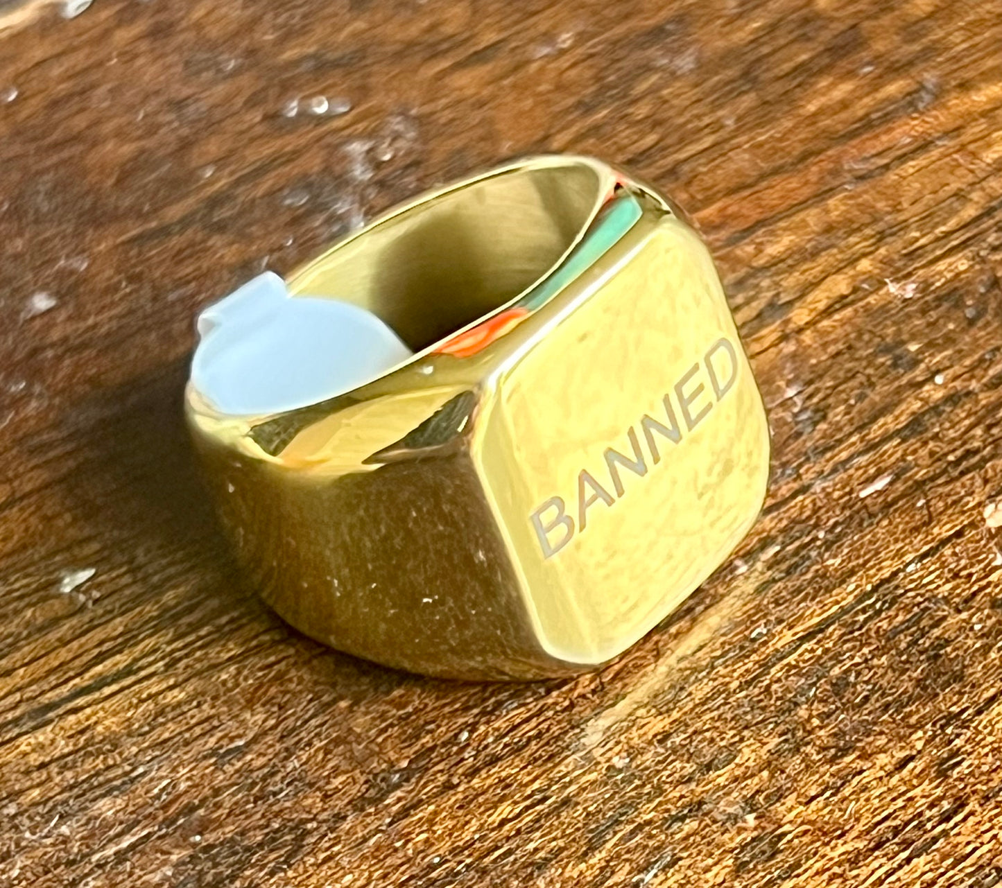 BANNED Capital Gold Plated Ring US Size 9