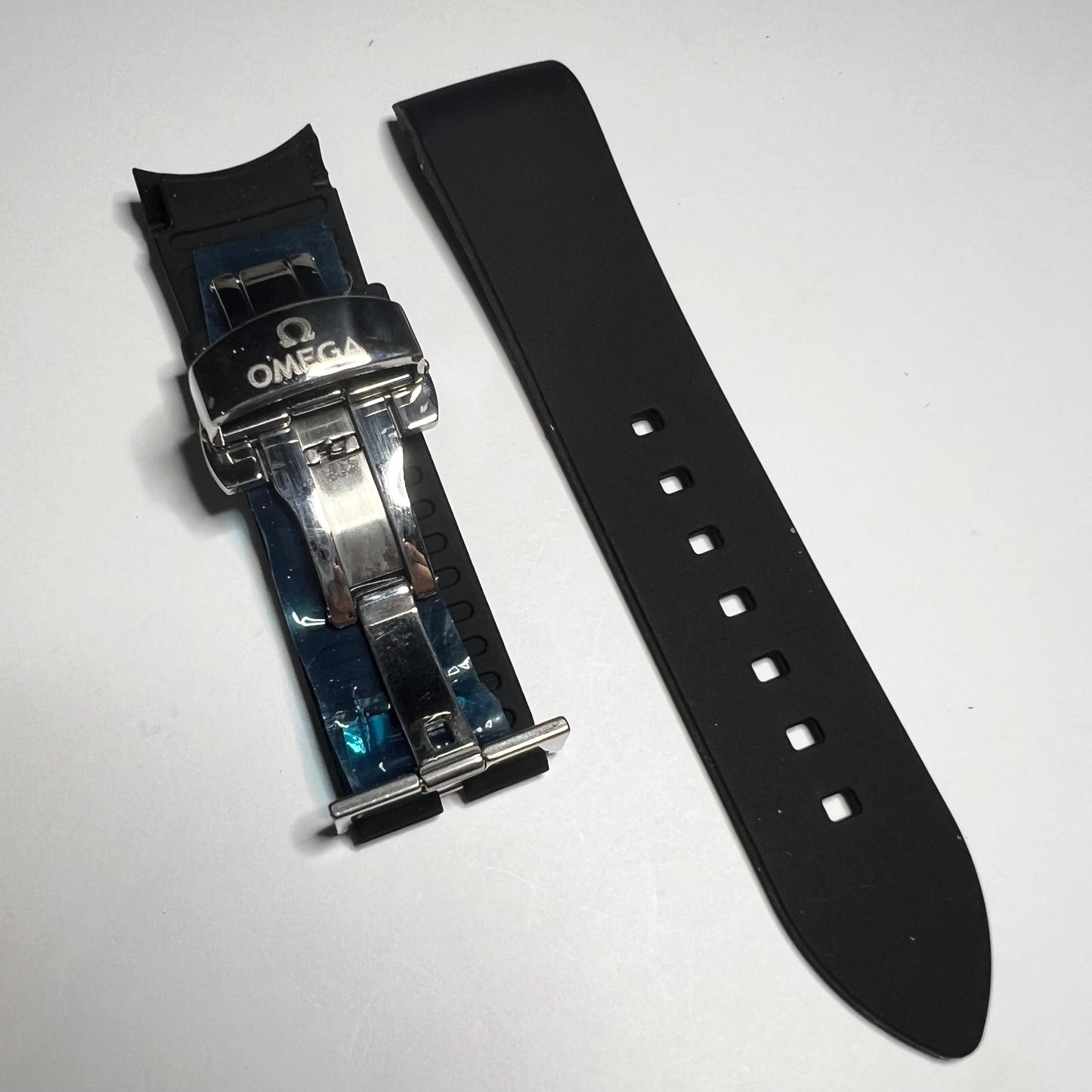 Omega 21mm Rubber & Deployment StainlessSteel  Buckle Strap