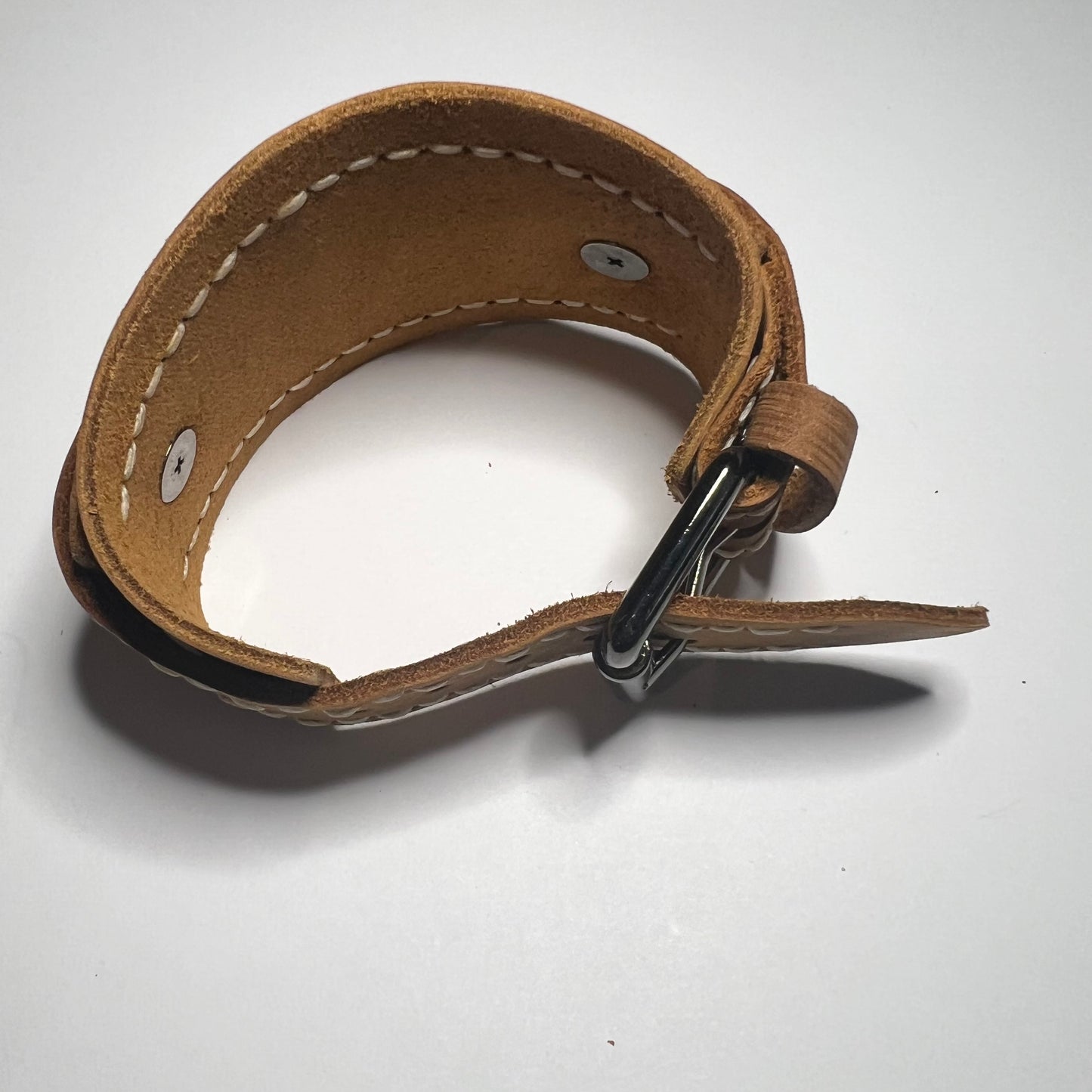 Bund Biker Punk Watch Strap Camel color Genuine Italian buttero Leather