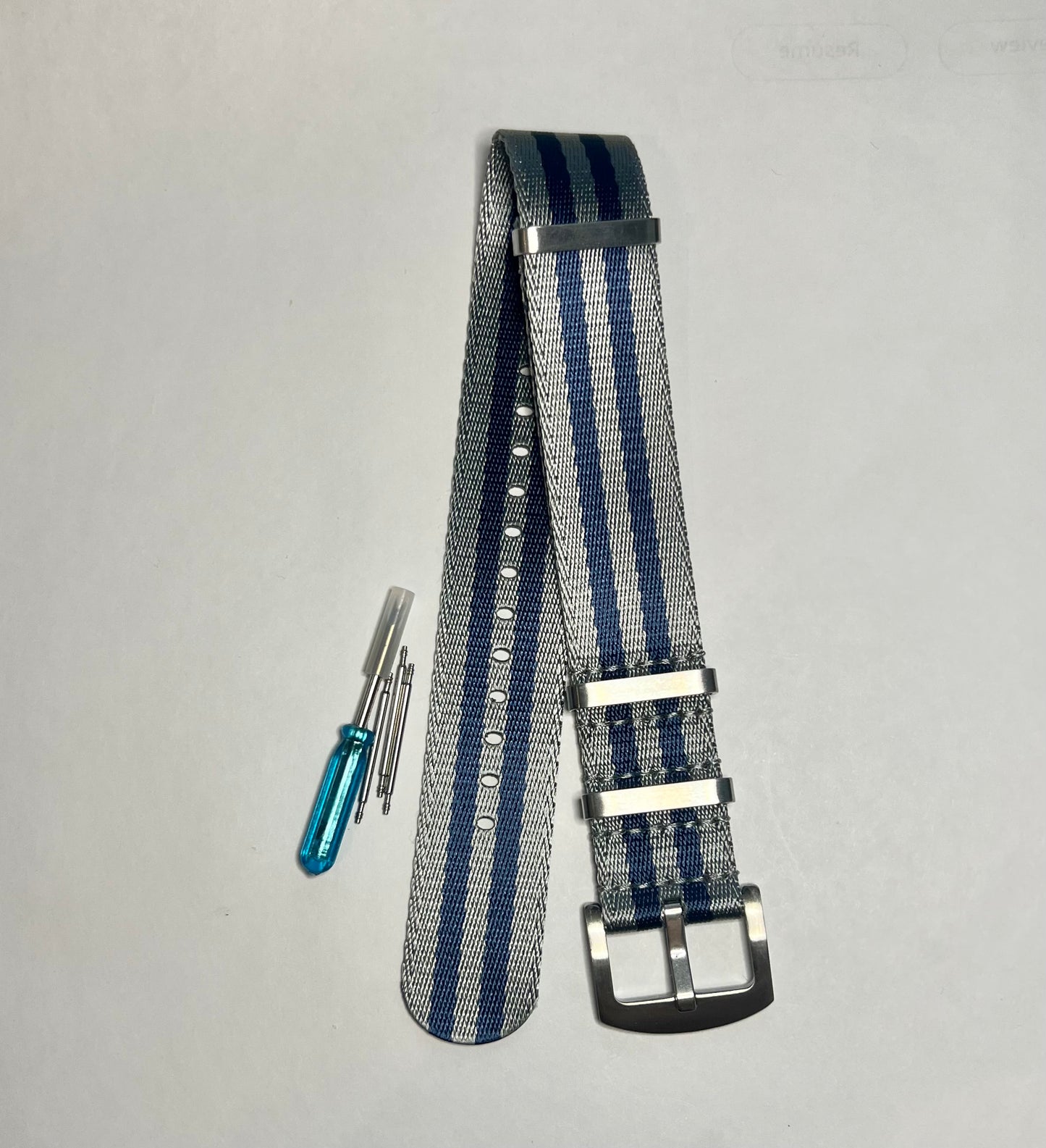 Navy Gray Stripes 20mm Nylon NATO  Strap