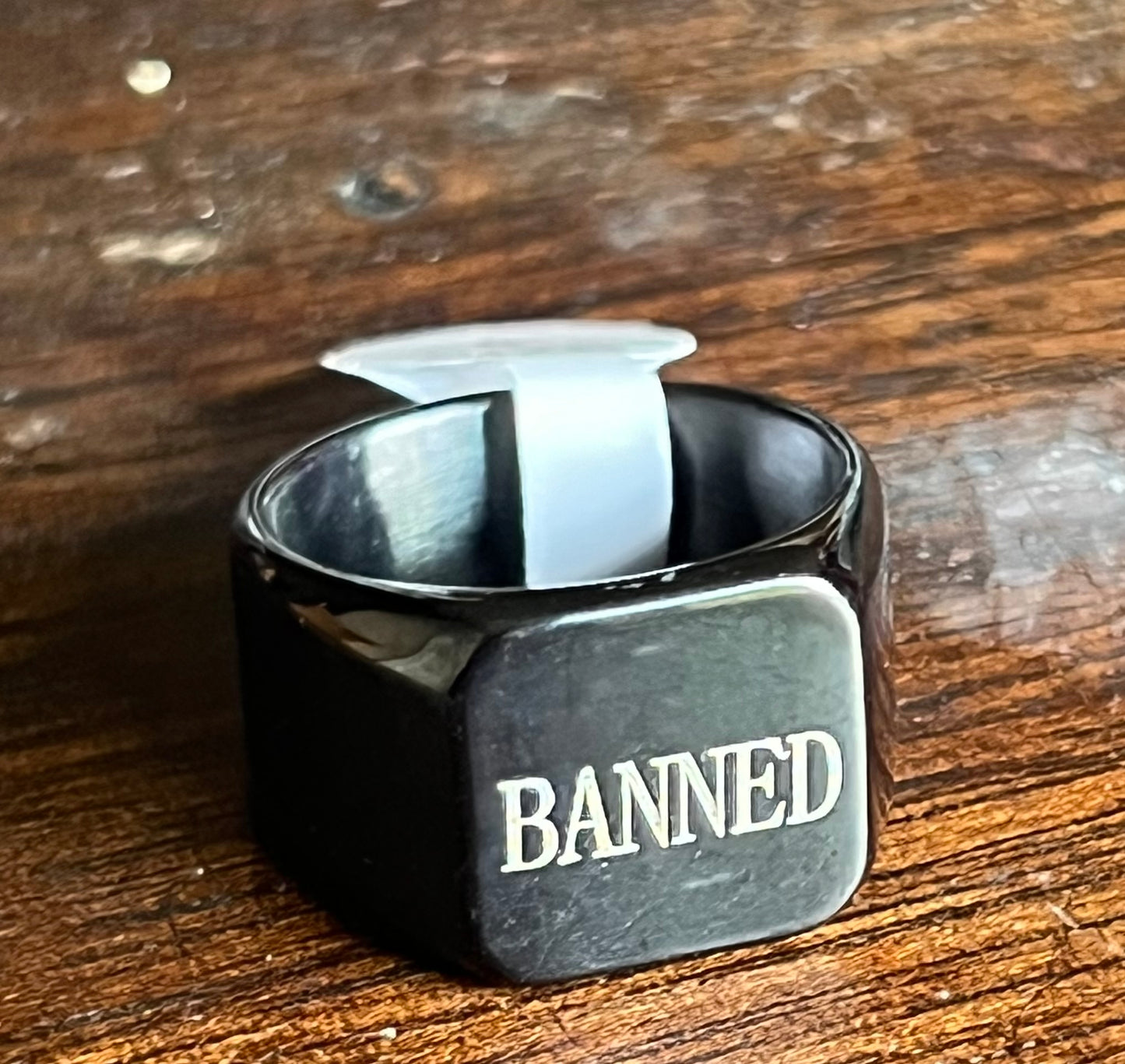 BANNED Capital Black Plated Ring US Size 8