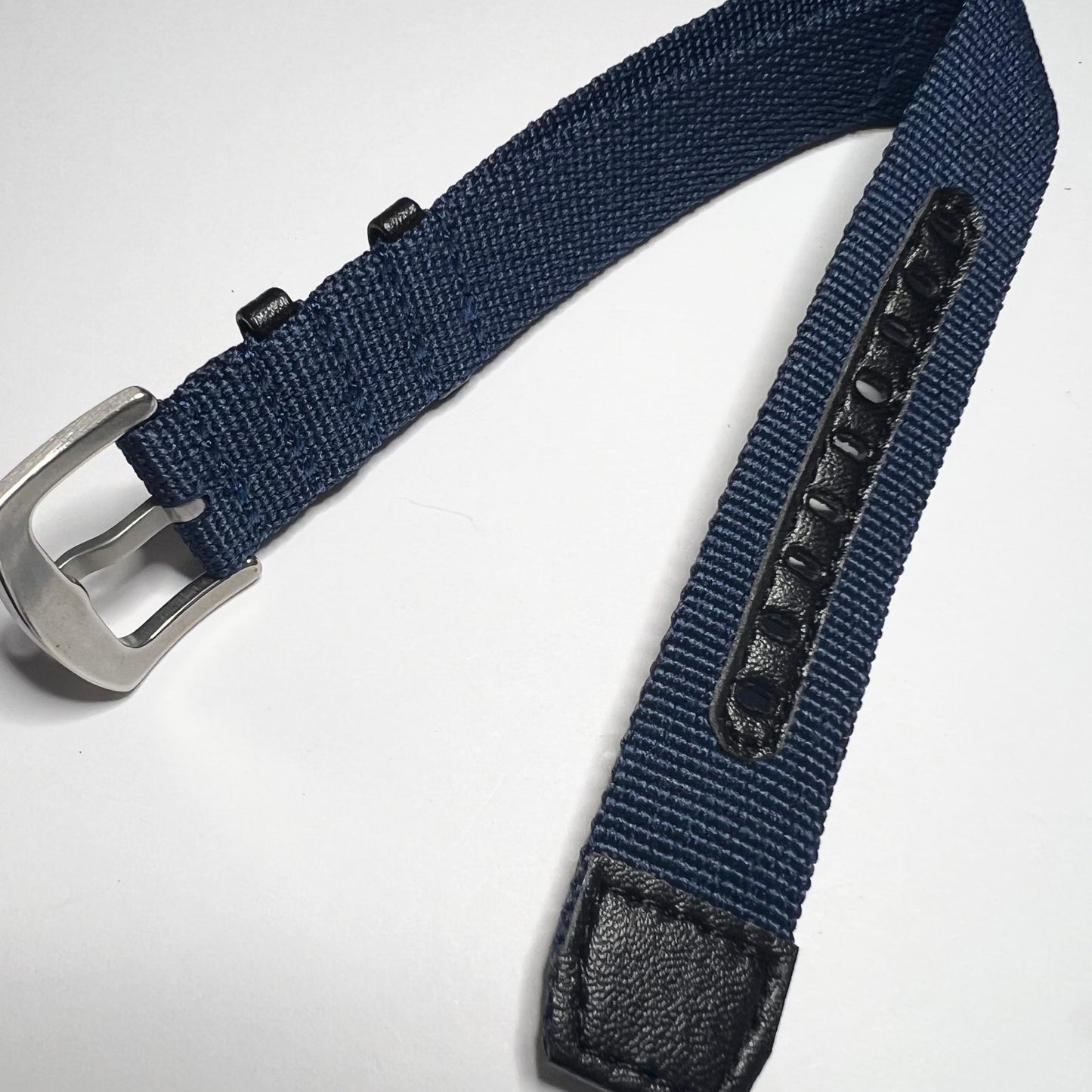 Navy & Black Leather 20mm Nylon NATO  Strap