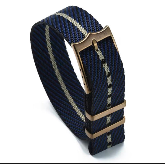 Tudor Nato Navy/Tan Bronze Buckle 20MM NATO strap