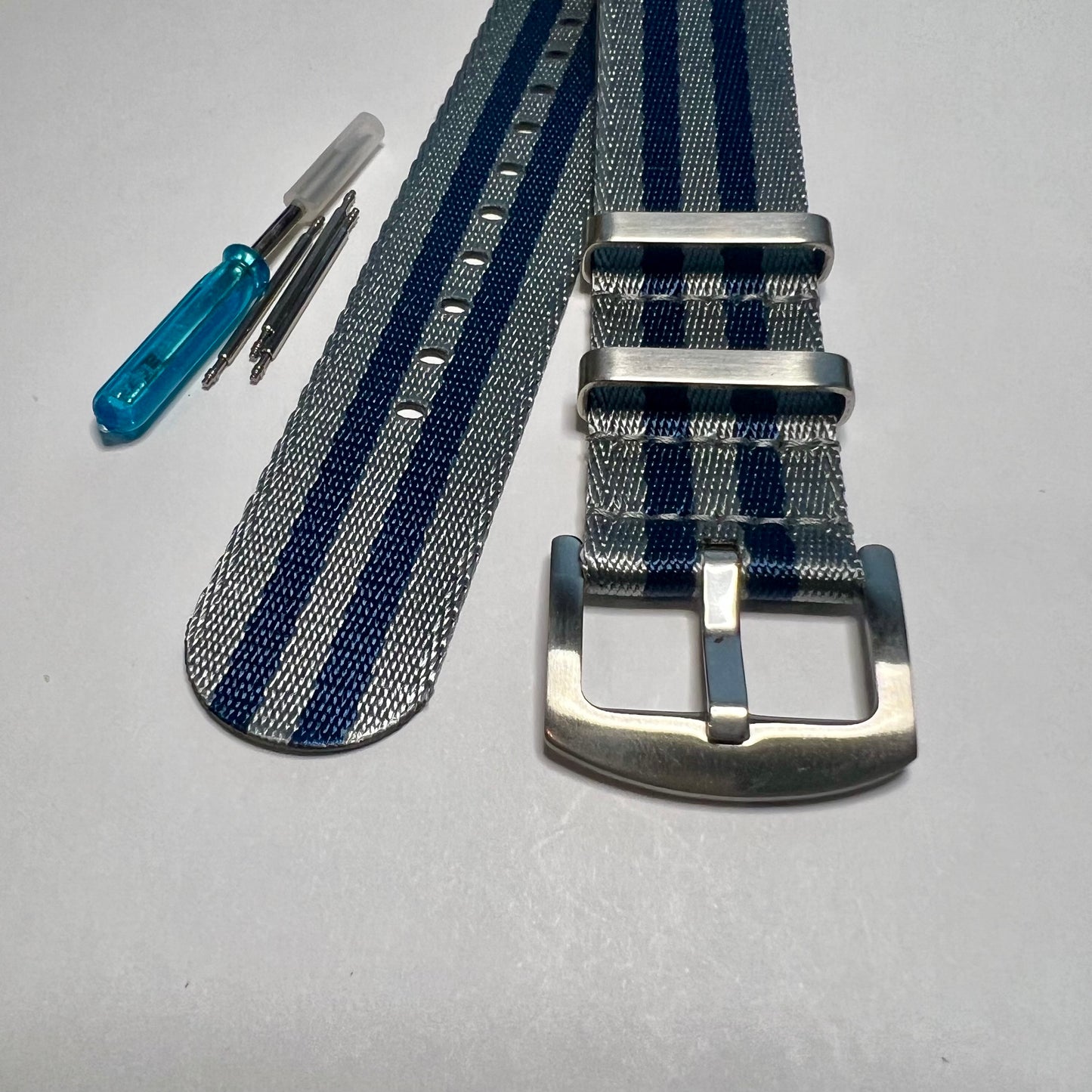 Navy Gray Stripes 20mm Nylon NATO  Strap