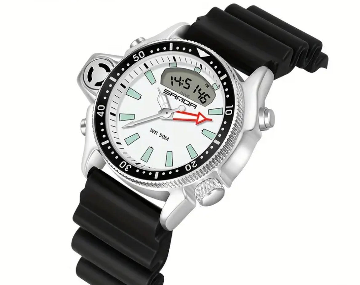 Multifuntion Dive 38mm Rubber Strap Watch