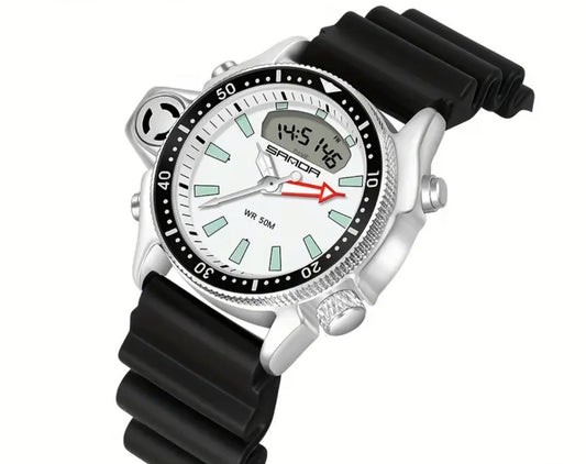 Multifuntion Dive 38mm Rubber Strap Watch