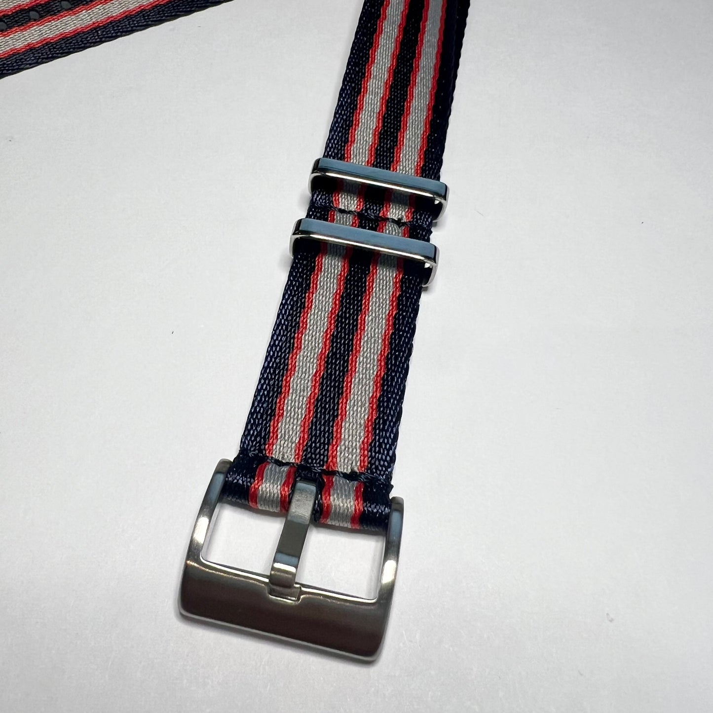 Navy Gray Red Stripes 20mm Nylon NATO  Strap