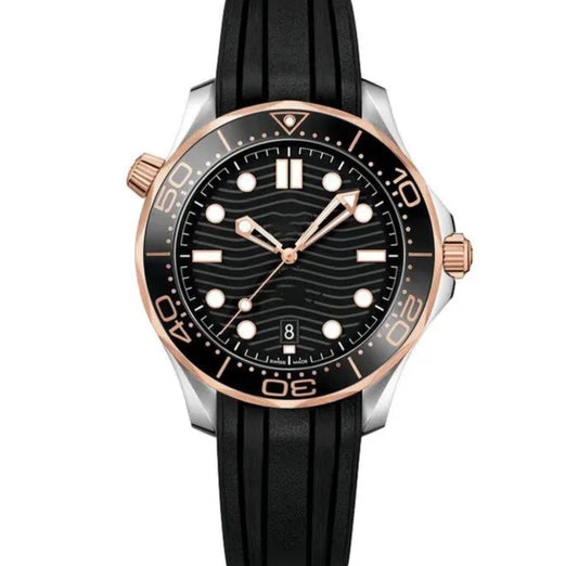 Seamaster 300M Two-Tone Black Dial Sea M Stainless Steel, Black Rubber AUTOMATIC Movement Watch