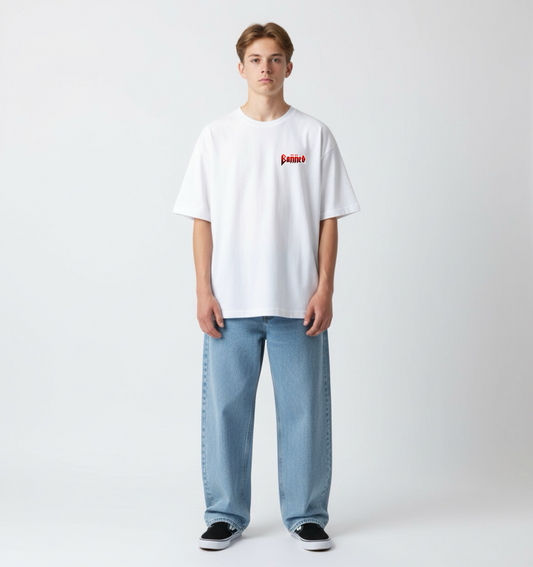 BANNED SUPER Baggy Blue Denim Acid Wash Pants