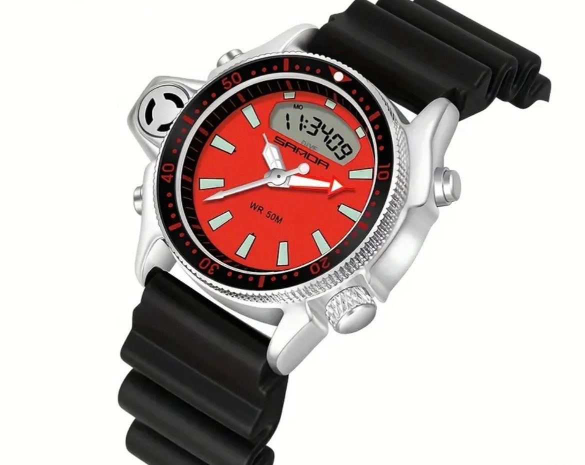 Multifuntion Dive 38mm Rubber Strap Watch