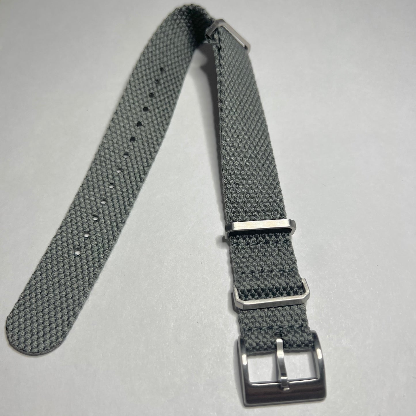 Gray Woven 20mm Nylon NATO Brushed SS Strap