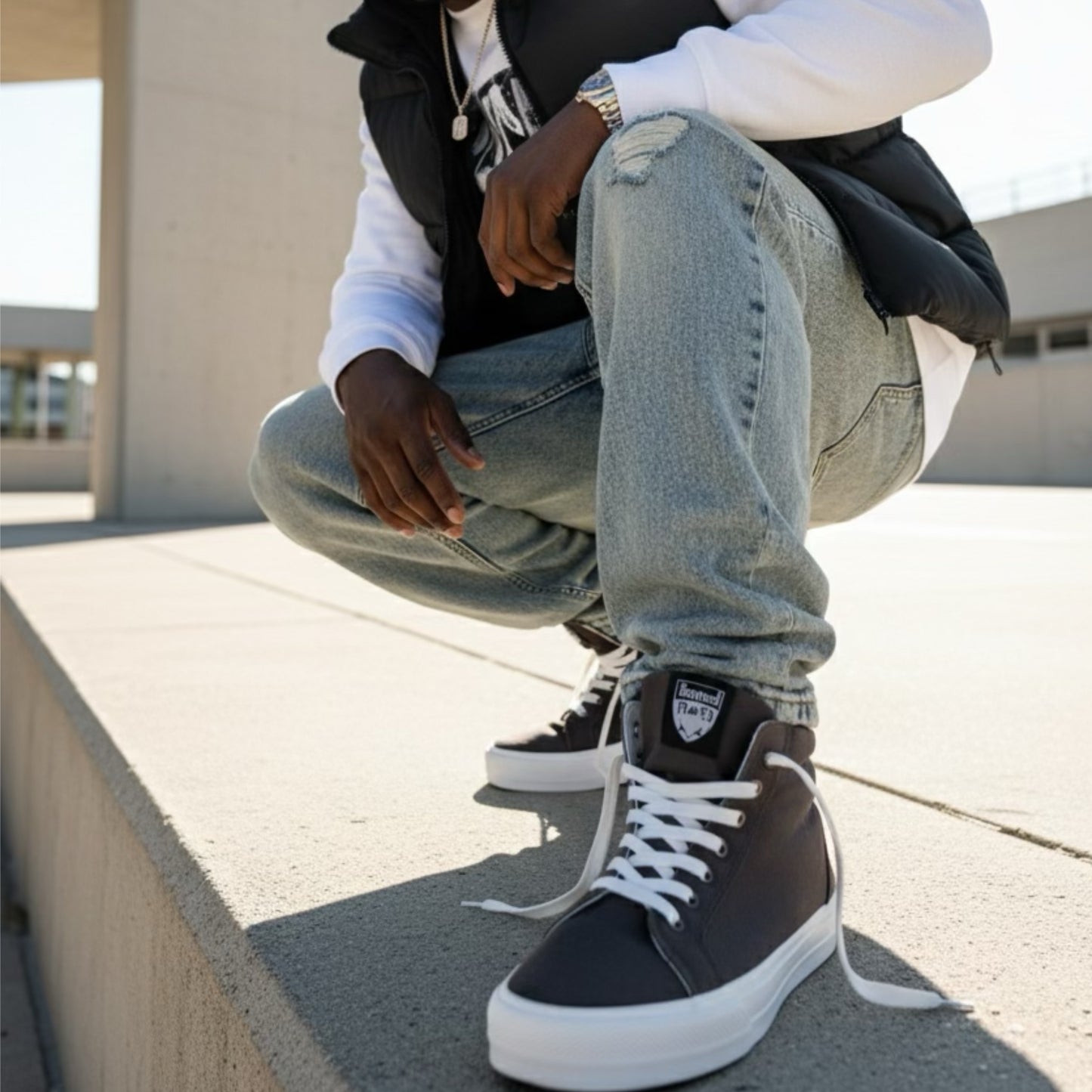 BANNED Gray Shield High Top Shoes