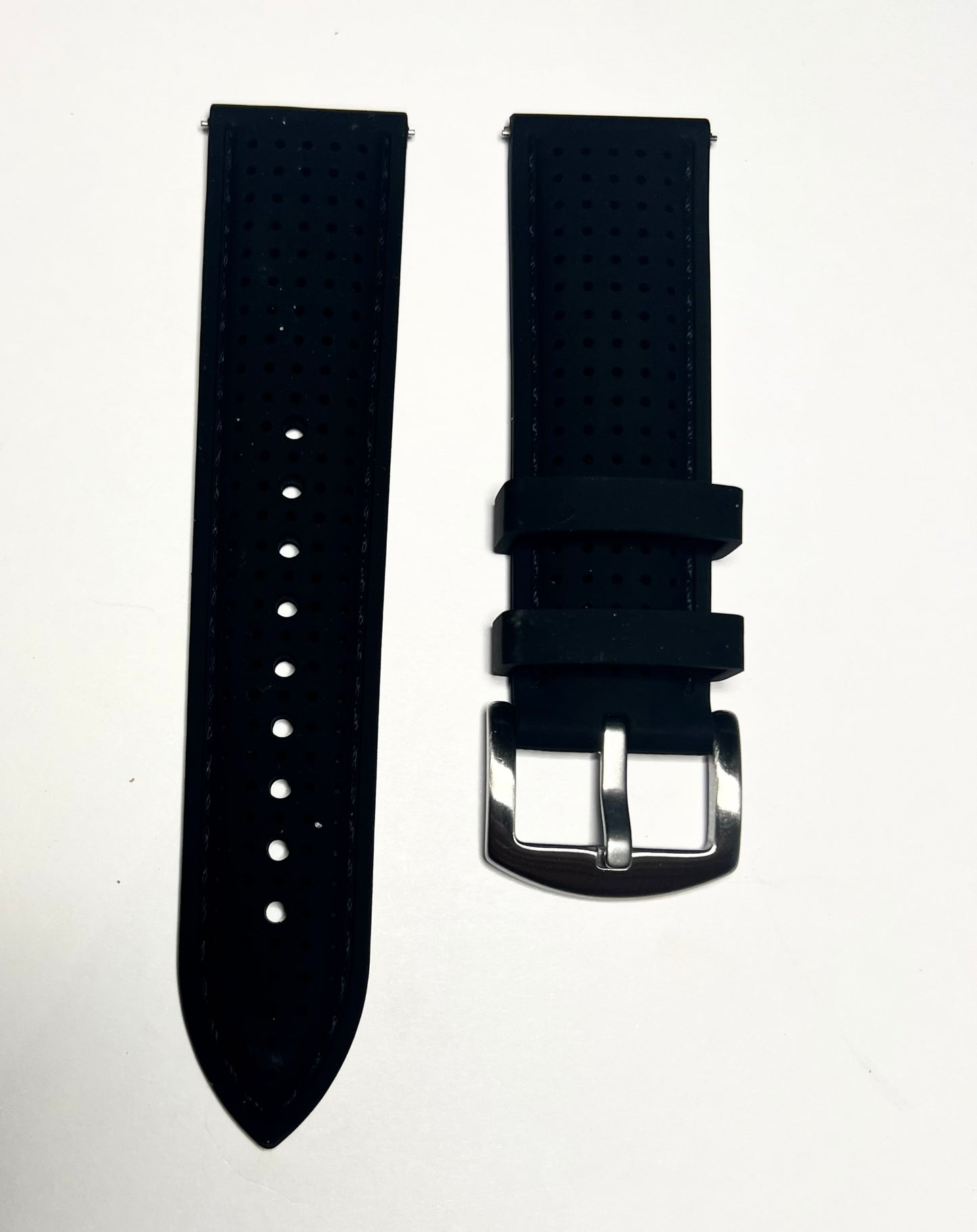 Black Perforated Rubber Racing 24mm Quick Release Strap