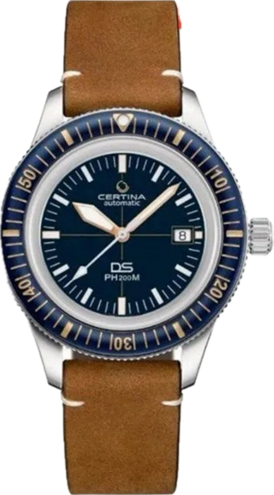 Luxury Cert. DS Mod Blue Dial Quartz Movement Leather Strap Watch