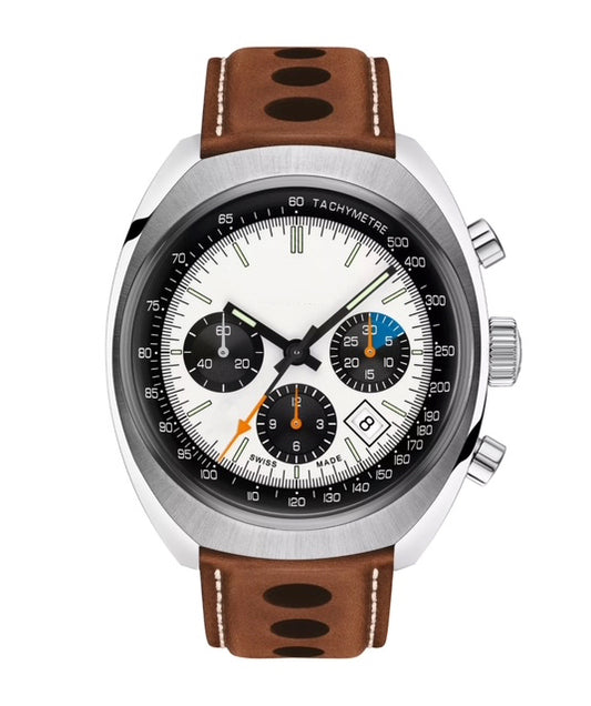 Tissot Heritage 1973 Chronograph Quartz Movement Mod White Dial  Leather Watch