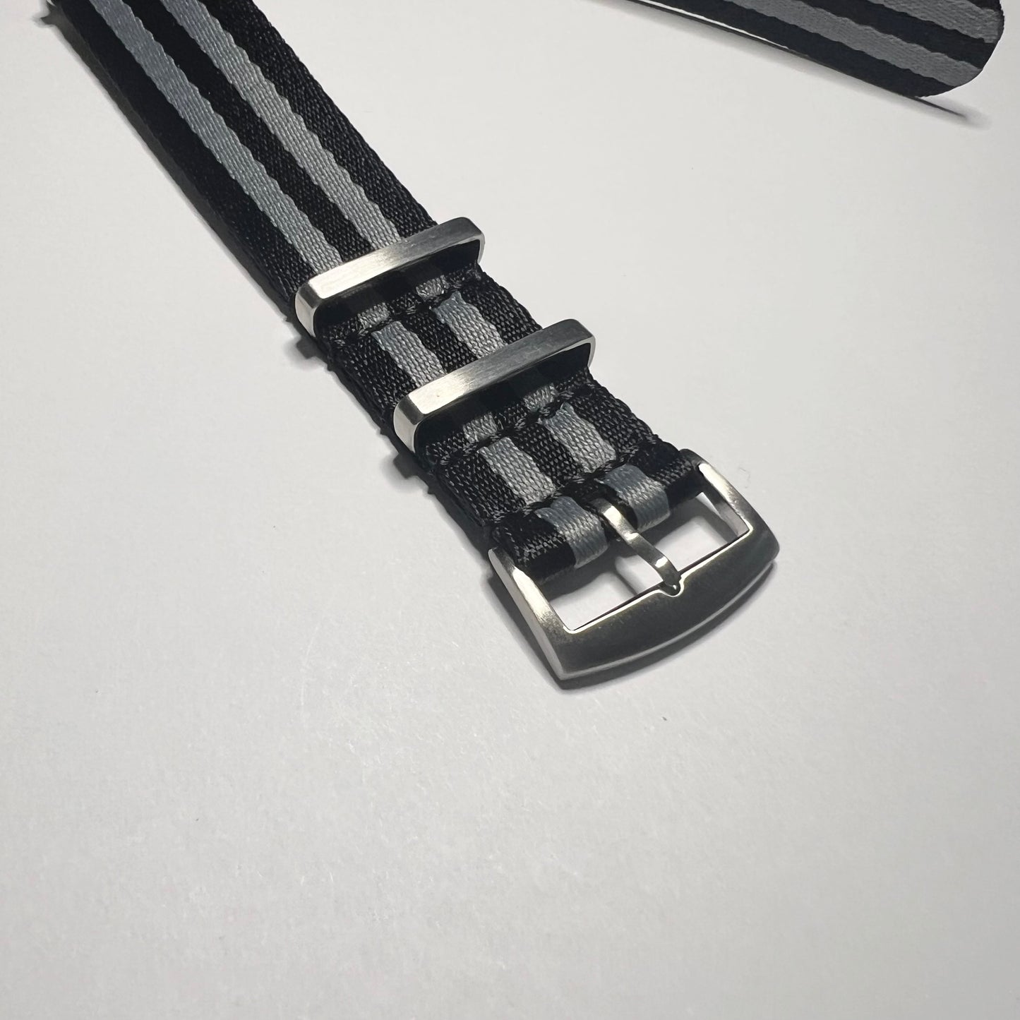 Gray Black 21mm Nylon NATO Brushed SS Strap