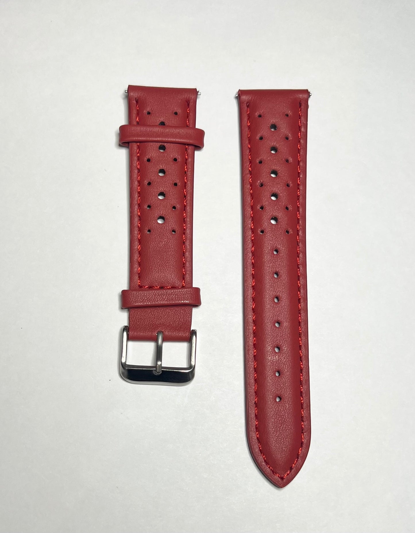 Red Leather Perforated Racing Quick Release 20mm Strap