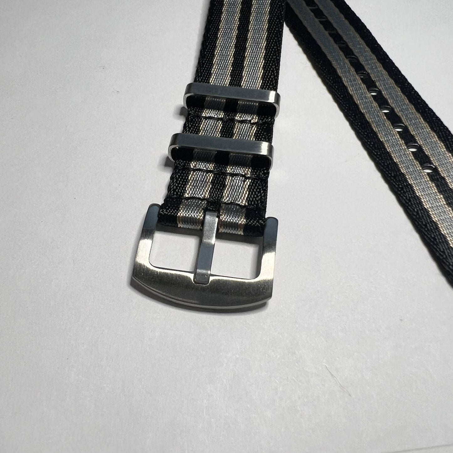 Black Gray Stripes 22mm Nylon NATO  Strap