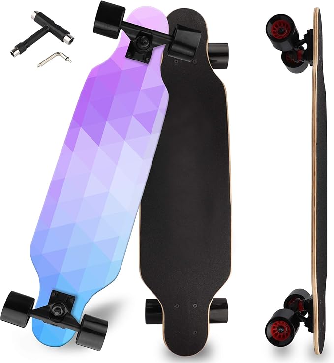 Longboard Skateboard for Beginners, 31 Inch Pro Complete Concave Cruiser Skate Board