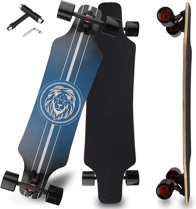 Longboard Skateboard for Beginners, 31 Inch Pro Complete Concave Cruiser Skate Board