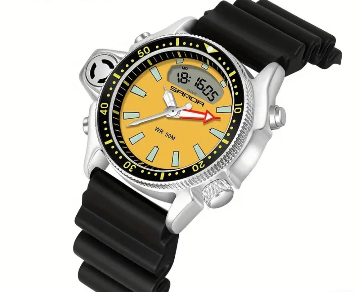 Multifuntion Dive 38mm Rubber Strap Watch