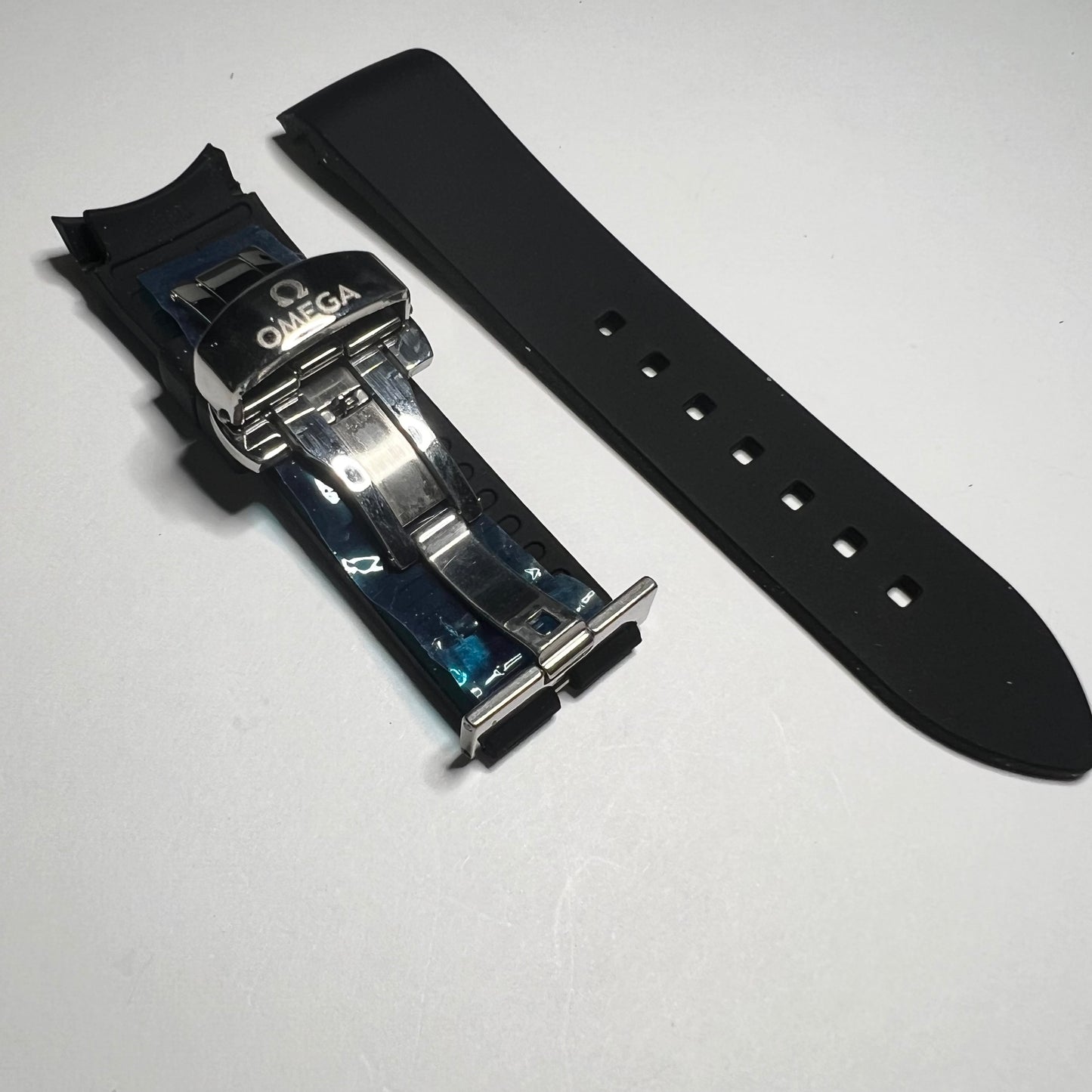 Omega 21mm Rubber & Deployment StainlessSteel  Buckle Strap