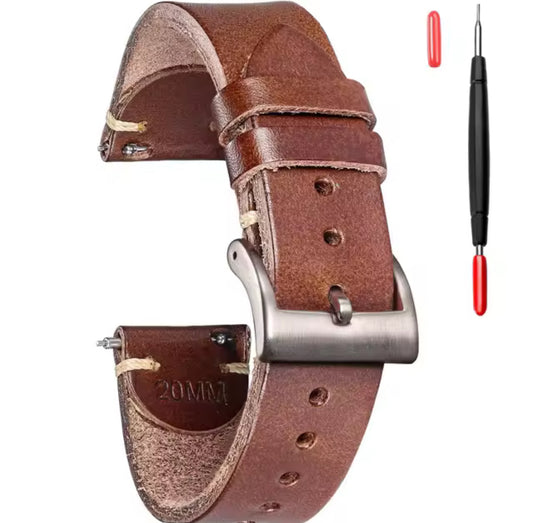 HEMSUT Camel Brown Bottero Italian Leather 20mm Quick Release Strap