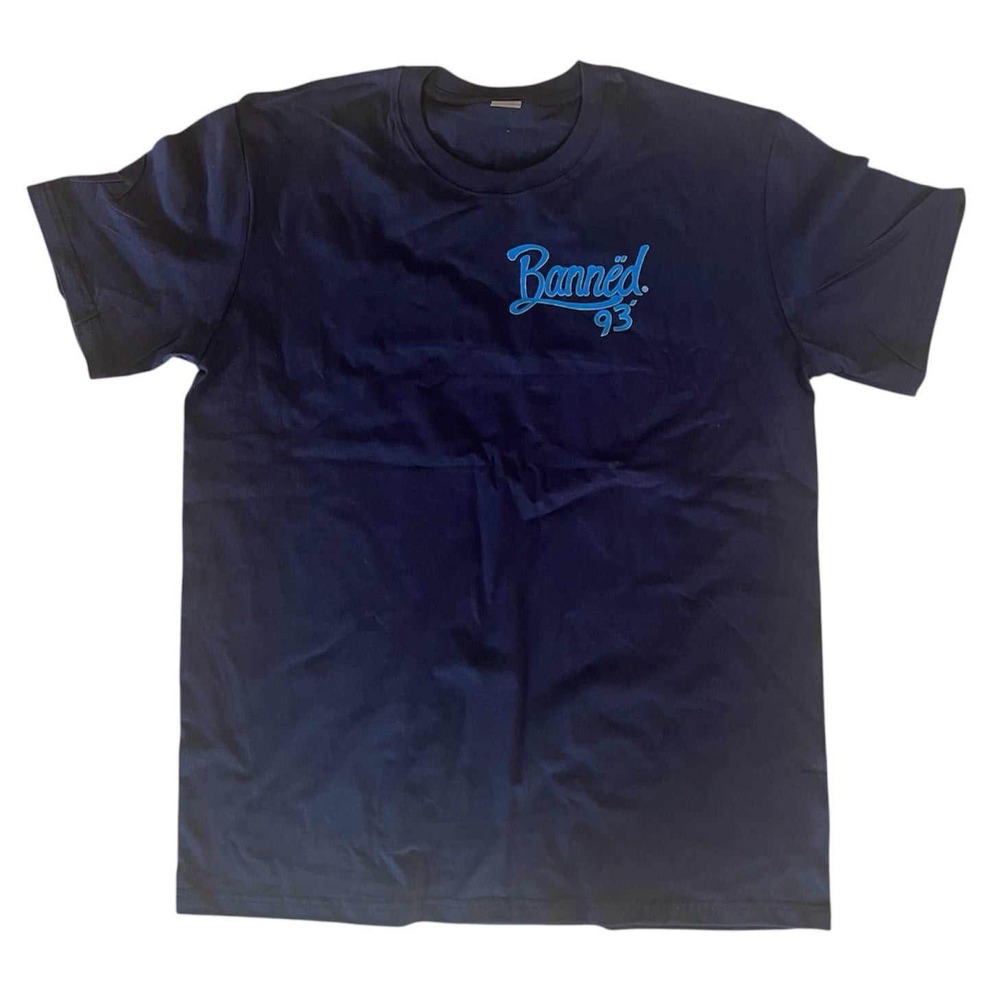 BANNED Navy Script T-shirt