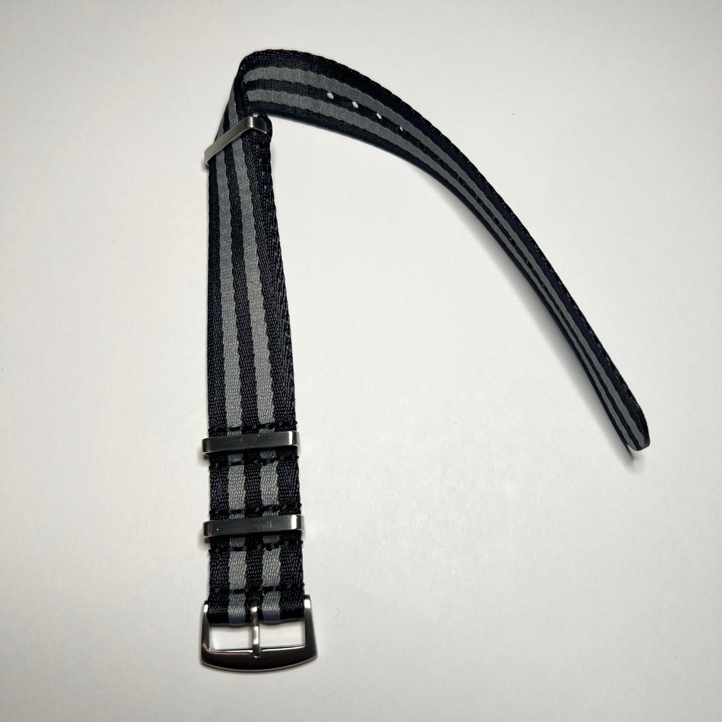 Gray Black 21mm Nylon NATO Brushed SS Strap