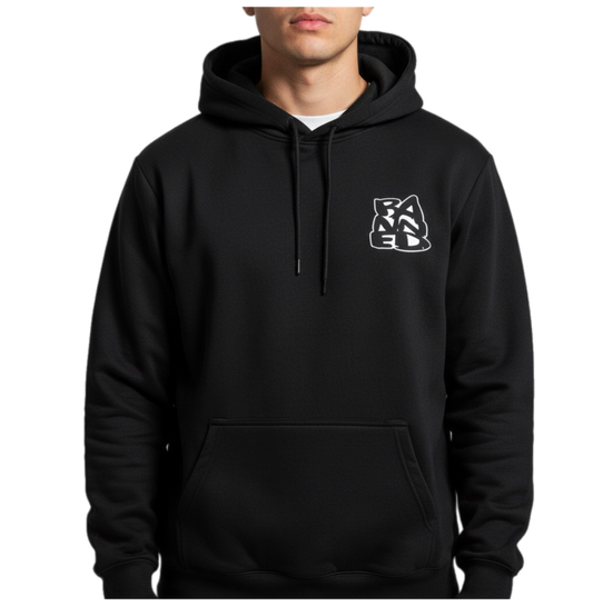 BANNED Stacked Black Pullover Hoodie