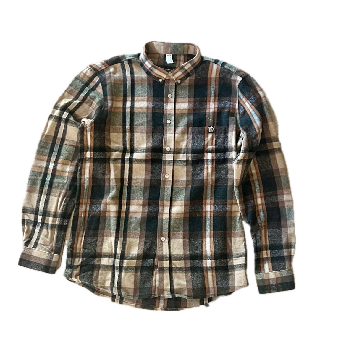BANNED Summit Green Tan Flannel Button Shirt