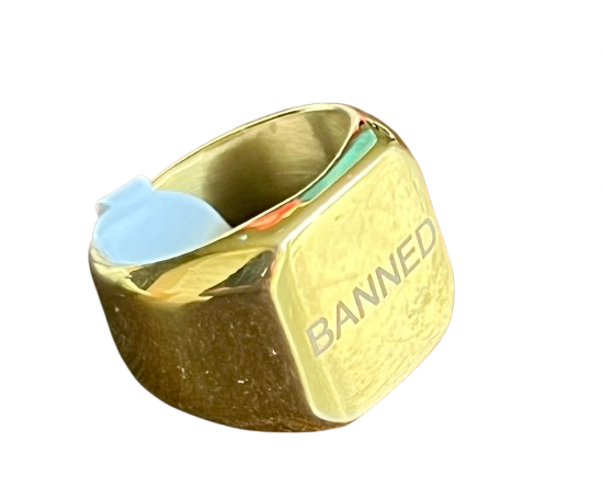 BANNED Capital Gold Plated Ring US Size 9