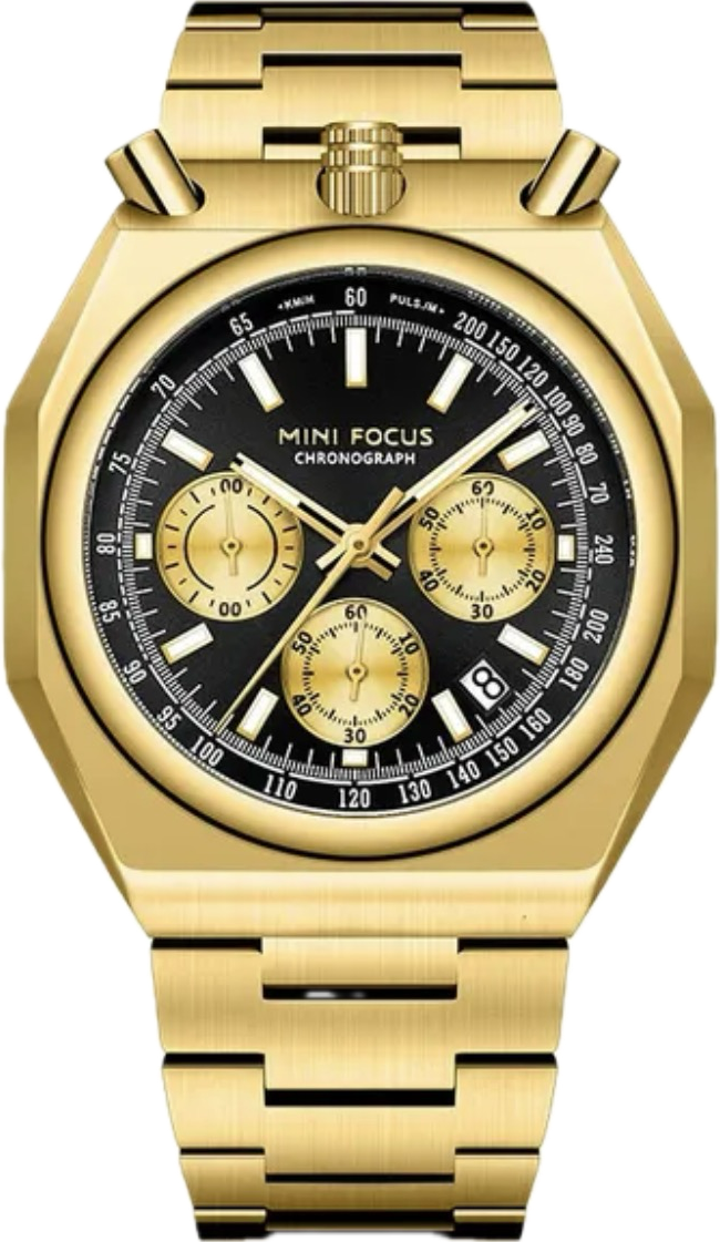 Retro Citizen Style  “Bullhead” Panda Chronograph Gold  Watch