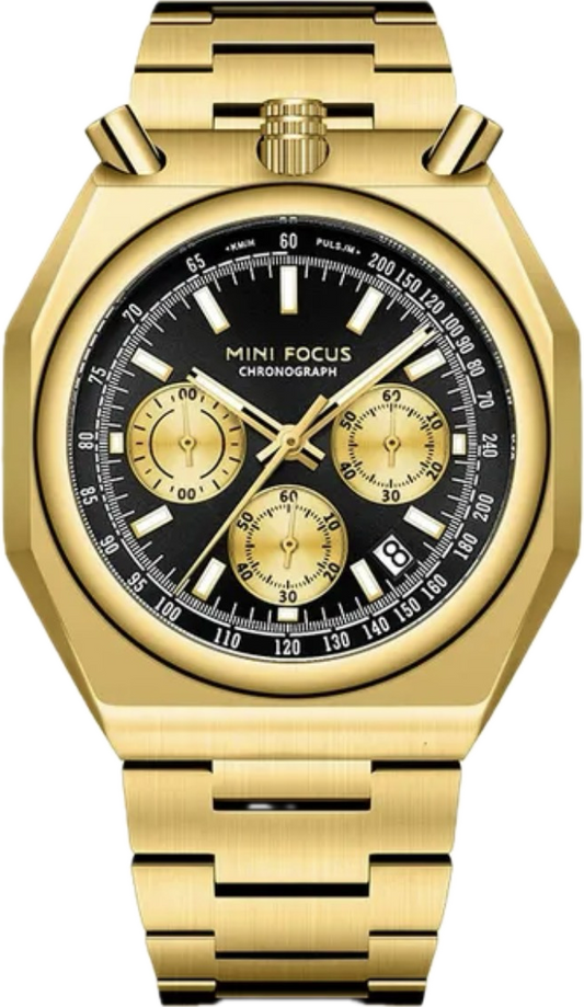 Retro Citizen Style  “Bullhead” Panda Chronograph Gold  Watch