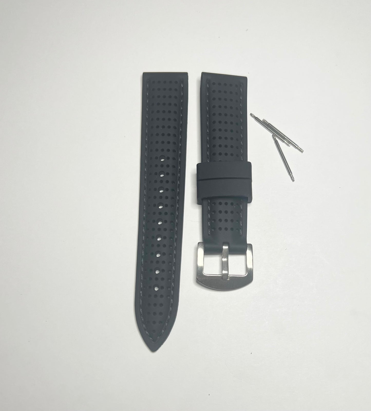 Black Perforated Rubber Racing 20mm Strap