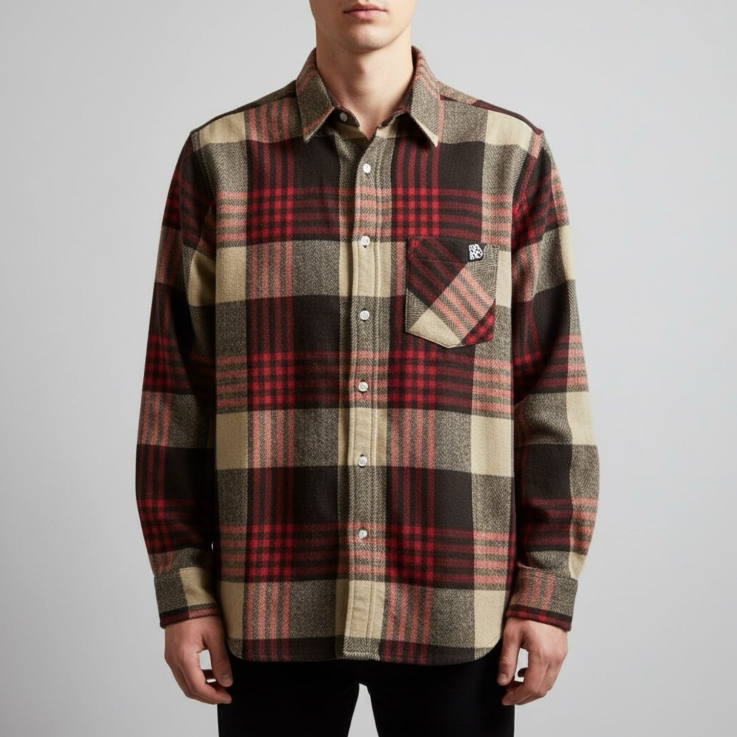 BANNED Summit Red Tan Flannel Button Shirt