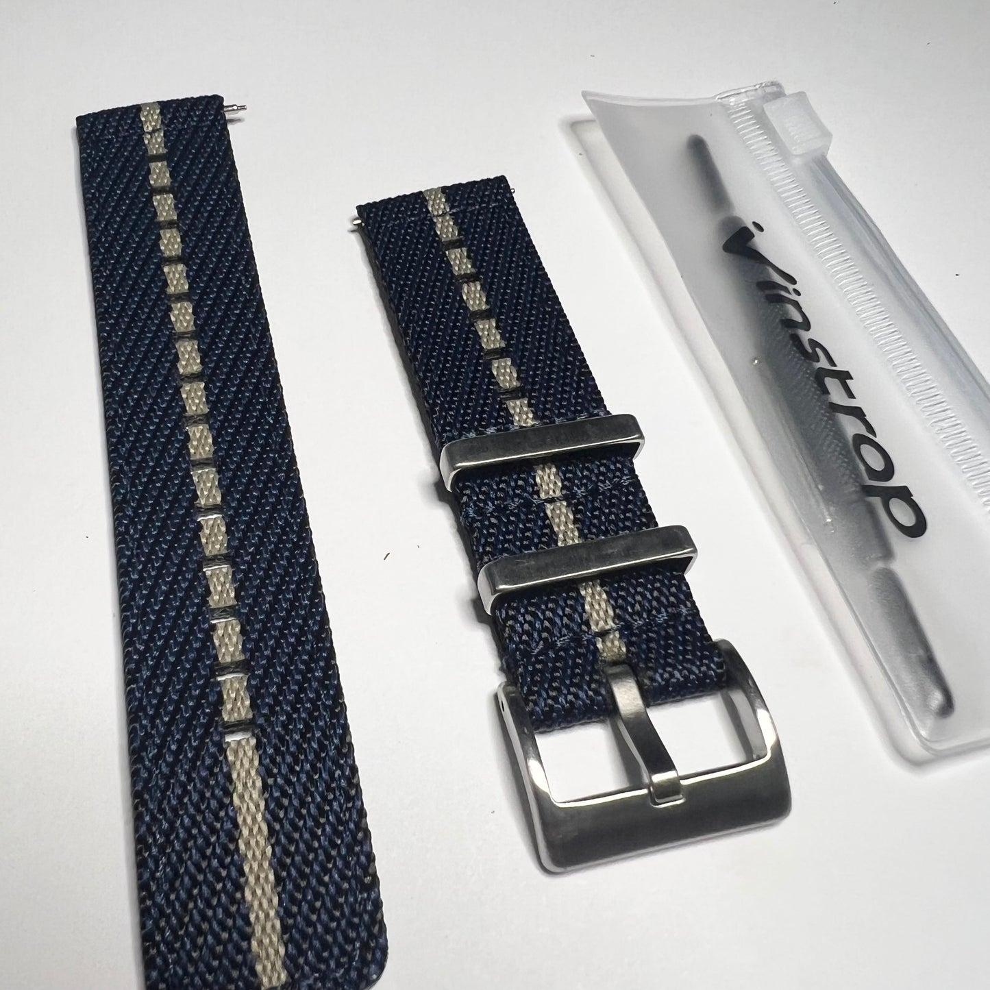 Vinstrap Navy Tan 22mm Nylon NATO Quick Release Bars Strap
