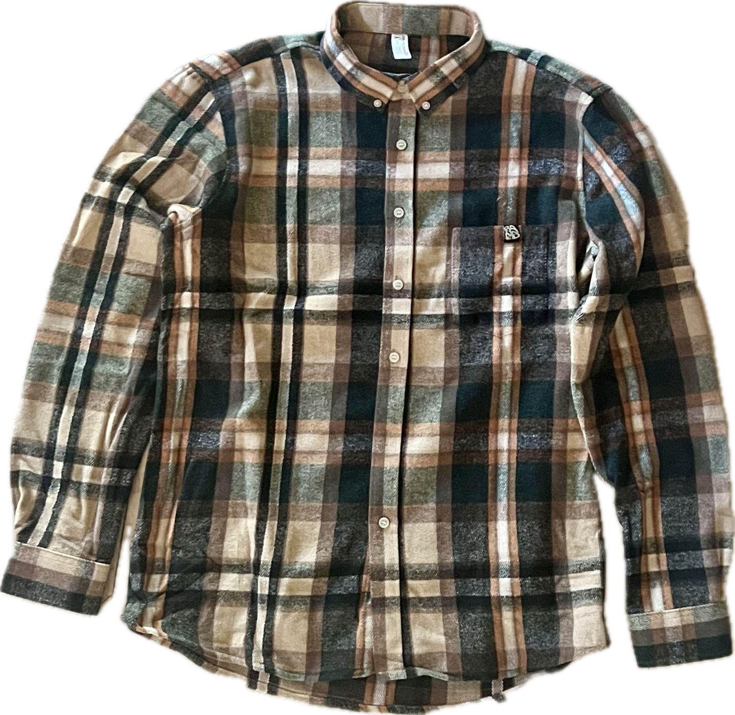 BANNED Summit Green Tan Flannel Button Shirt