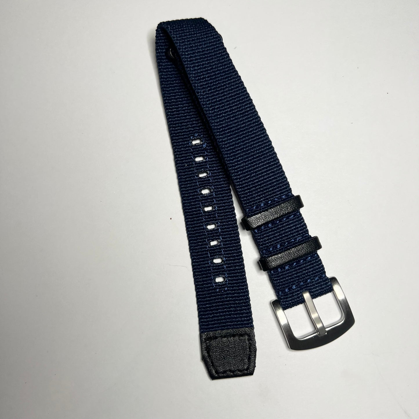 Navy & Black Leather 20mm Nylon NATO  Strap