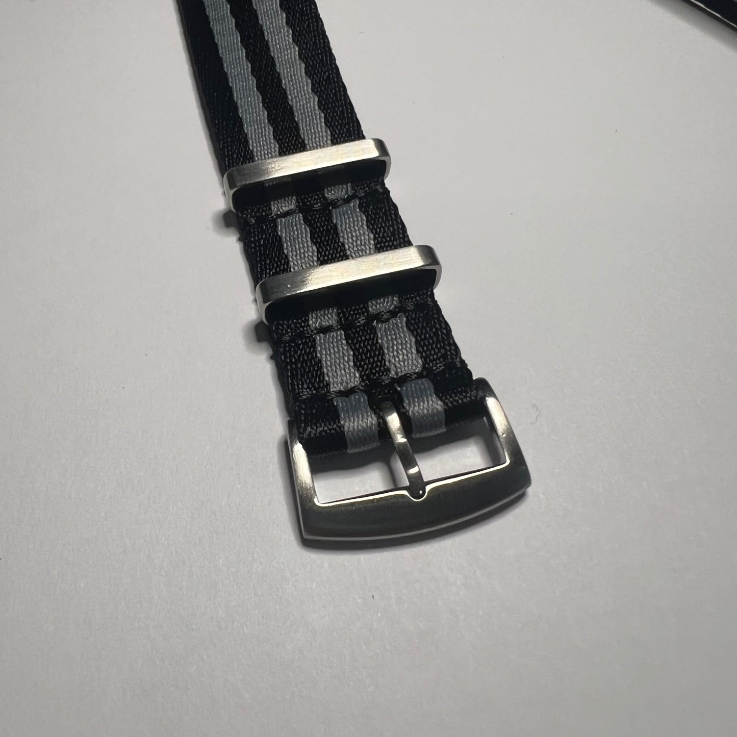 Gray Black 21mm Nylon NATO Brushed SS Strap