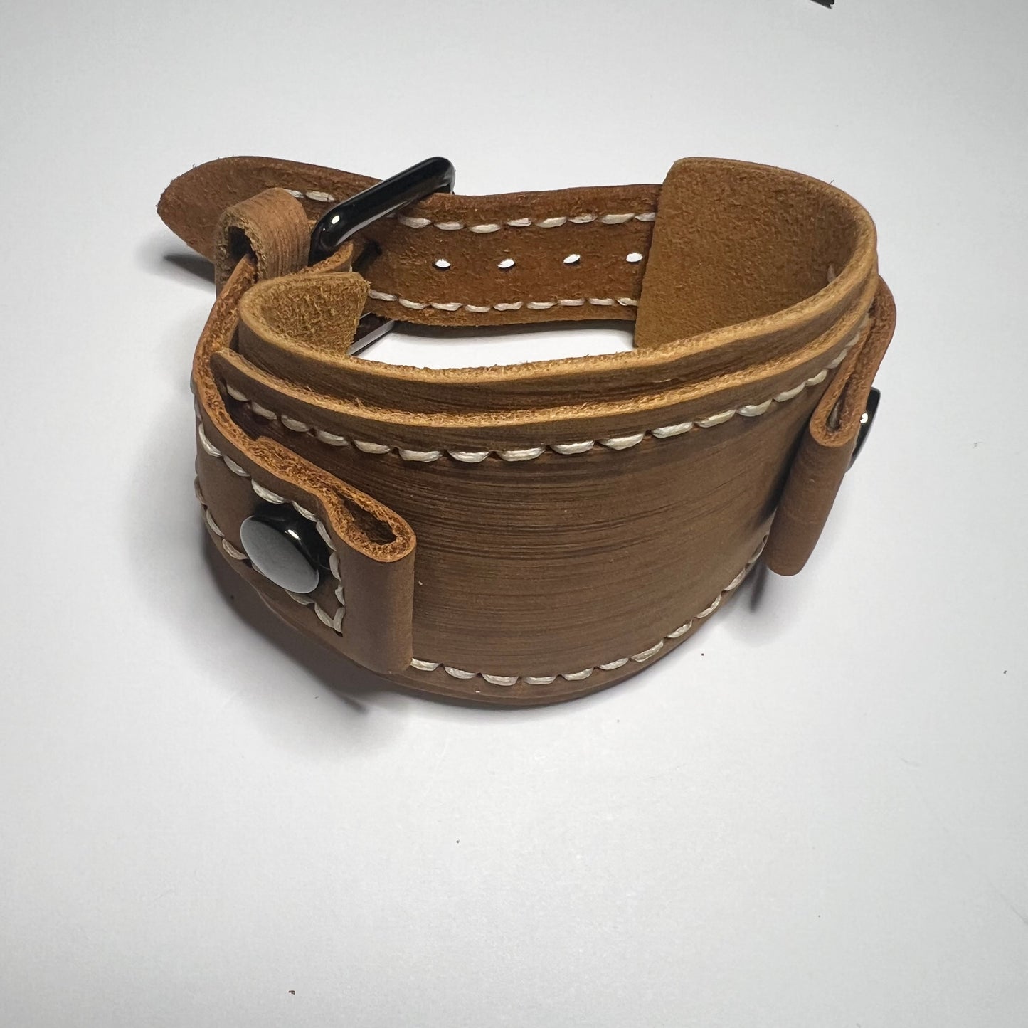 Bund Biker Punk Watch Strap Camel color Genuine Italian buttero Leather