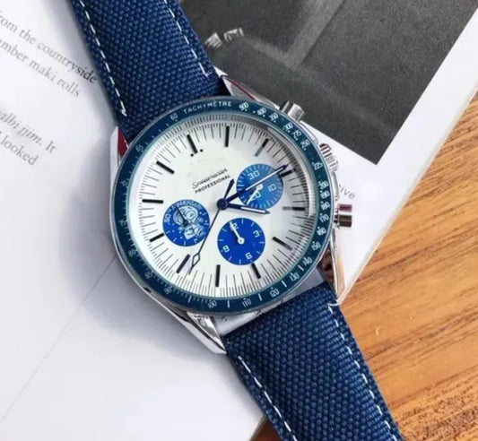 SpeedMaster Spoopy Chronograph Quartz Movement Blue Sport Nylon Sport Strap Watch