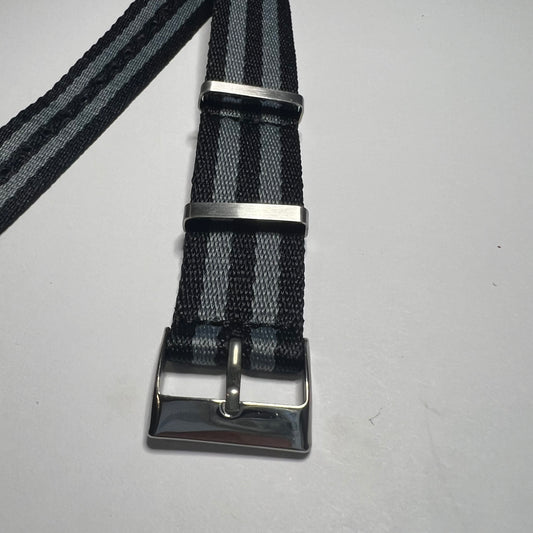 Black Gray Stripes 20mm Nylon NATO  Strap