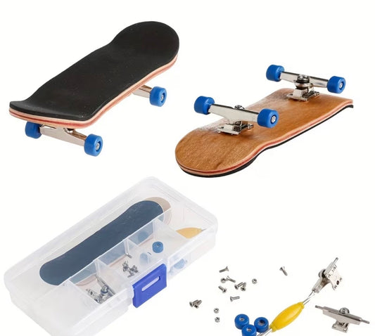 Maple Finger Board Blue wheels Skateboard Set in Box